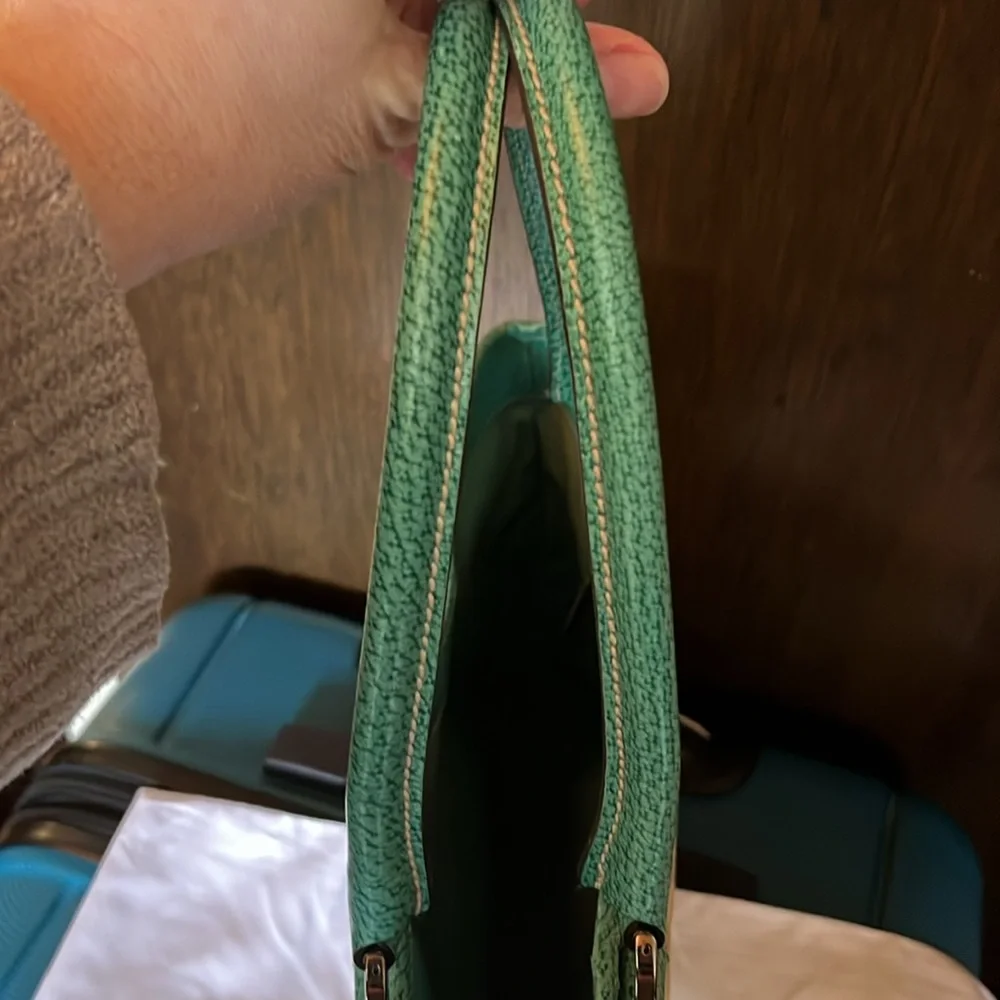 Gucci vintage green teal trim monogram canvas Abbey bag & Gucci dust bag - Picture 11 of 16